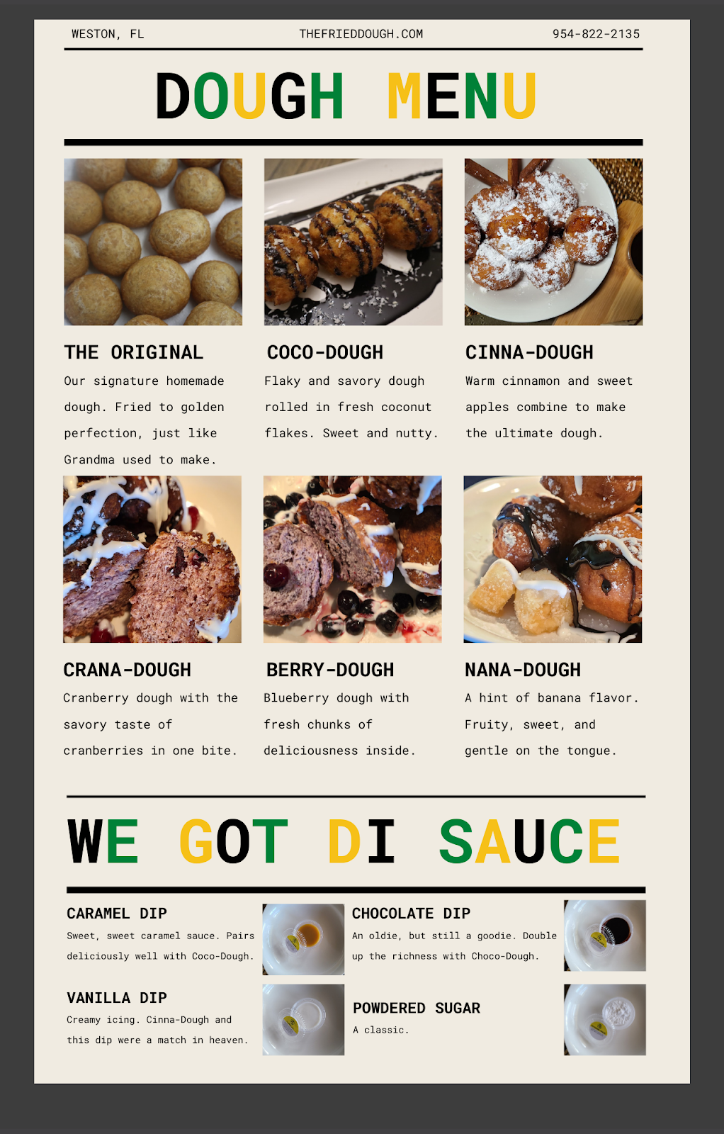 The Fried Dough Company | 1546 Sandpiper Cir, Weston, FL 33327, USA | Phone: (954) 822-2135