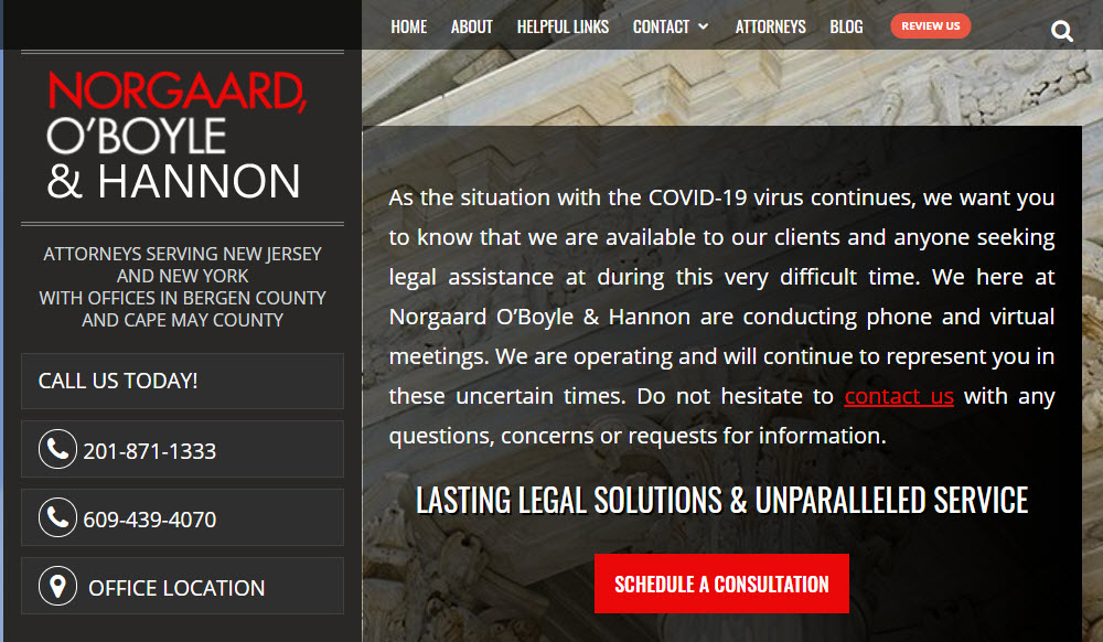 Norgaard OBoyle & Hannon | 184 Grand Ave, Englewood, NJ 07631, USA | Phone: (201) 871-1333