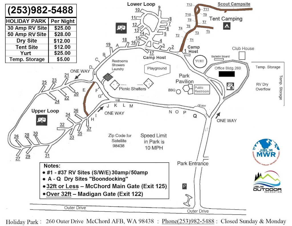 Holiday Park FamCamp | Bldg 260, Outer Dr, McChord AFB, WA 98438, USA | Phone: (253) 982-5488