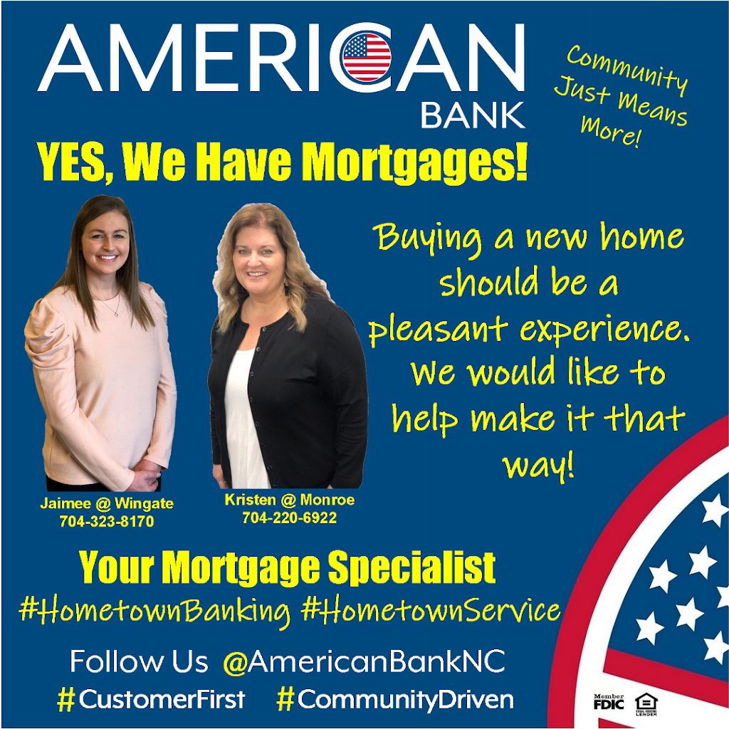 American Bank - Wingate Office | 3806 US-74 E, Wingate, NC 28174, USA | Phone: (704) 323-8170