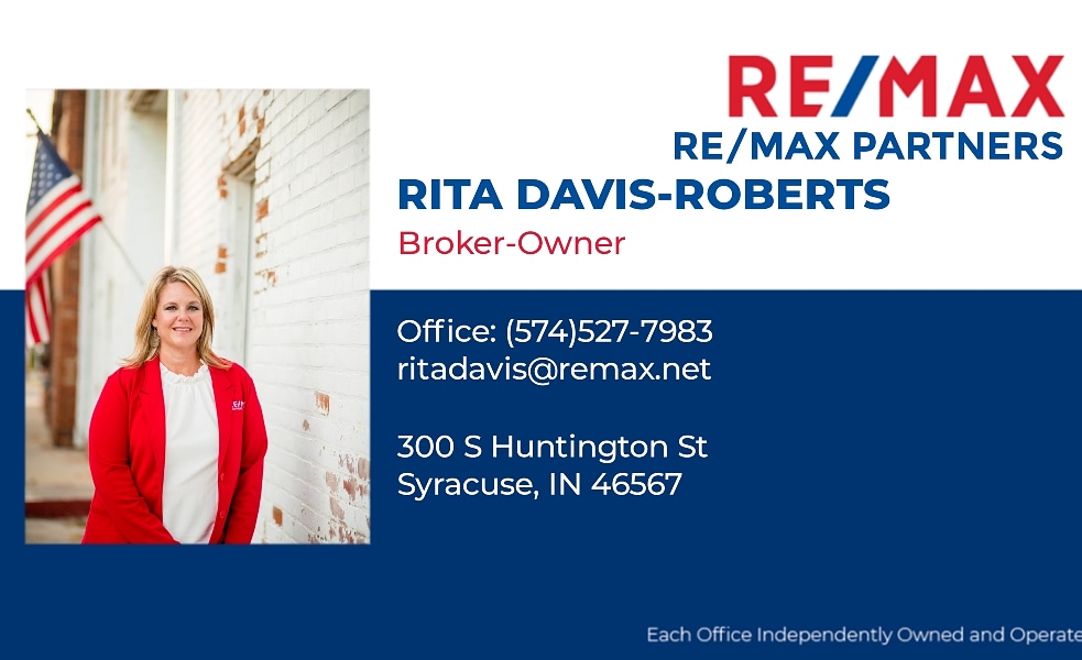 Rita Davis-Roberts, RE/MAX Partners | 300 S Huntington St, Syracuse, IN 46567, USA | Phone: (574) 527-7983