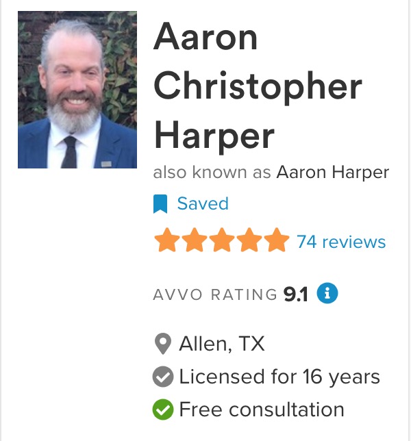 The Law Office of Aaron Harper, P.C. | 550 S Watters Rd Suite 154, Allen, TX 75013, USA | Phone: (214) 736-1146