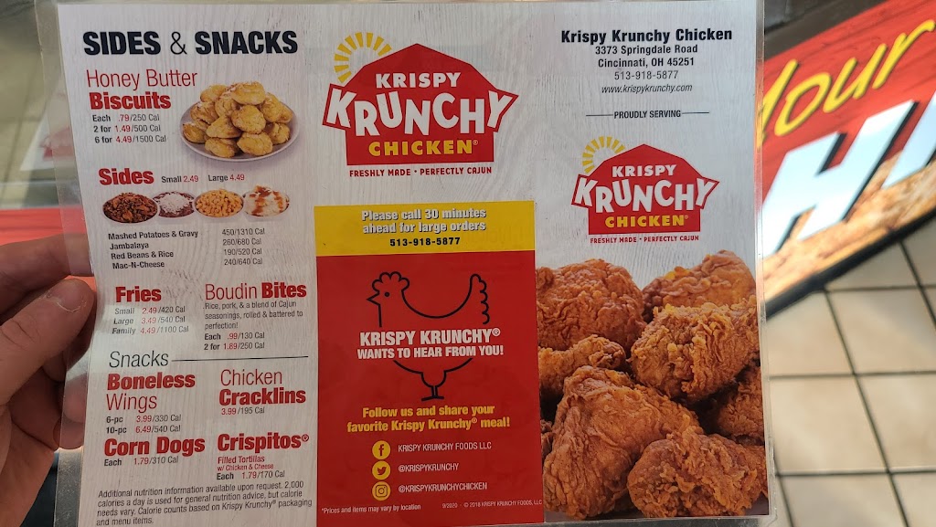 Krispy Krunchy Springdale | 3373 Springdale Rd, Cincinnati, OH 45251, USA | Phone: (513) 918-5877