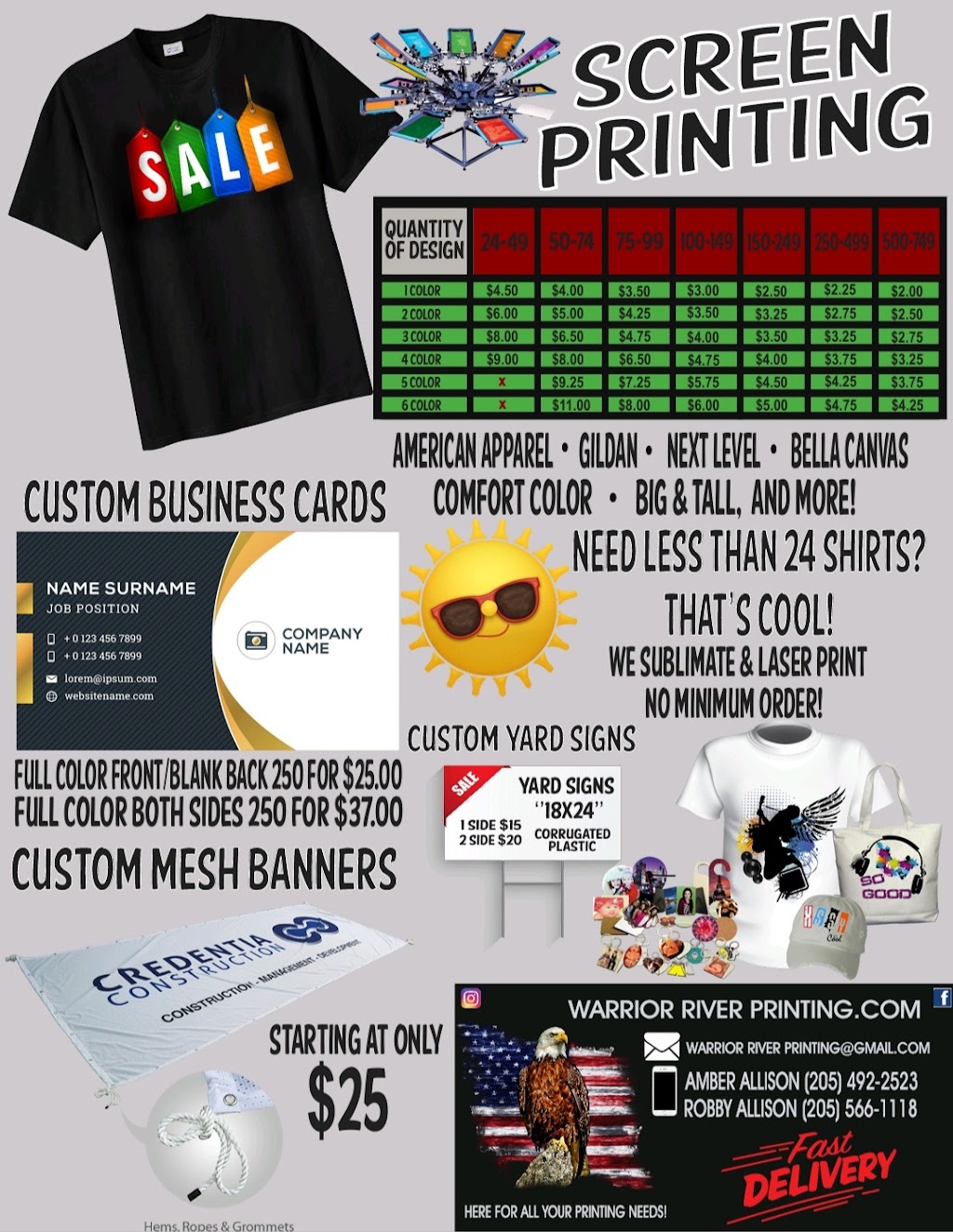 Warrior River Printing | 3135 Allison-Bonnett Memorial Dr, Hueytown, AL 35023, USA | Phone: (205) 492-2523