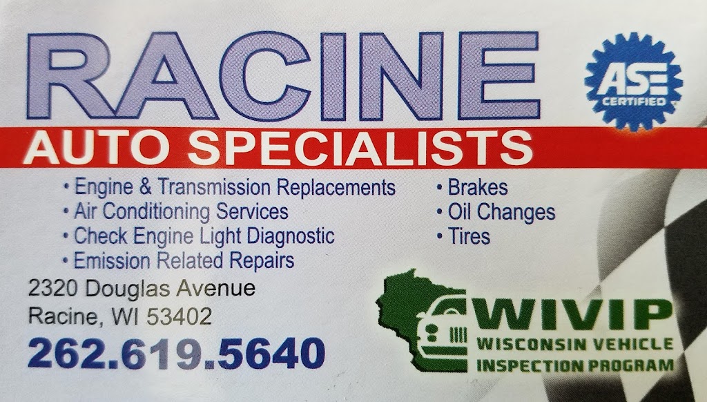 Racine Auto Specialists | 2320 Douglas Ave, Racine, WI 53402, USA | Phone: (262) 619-5640