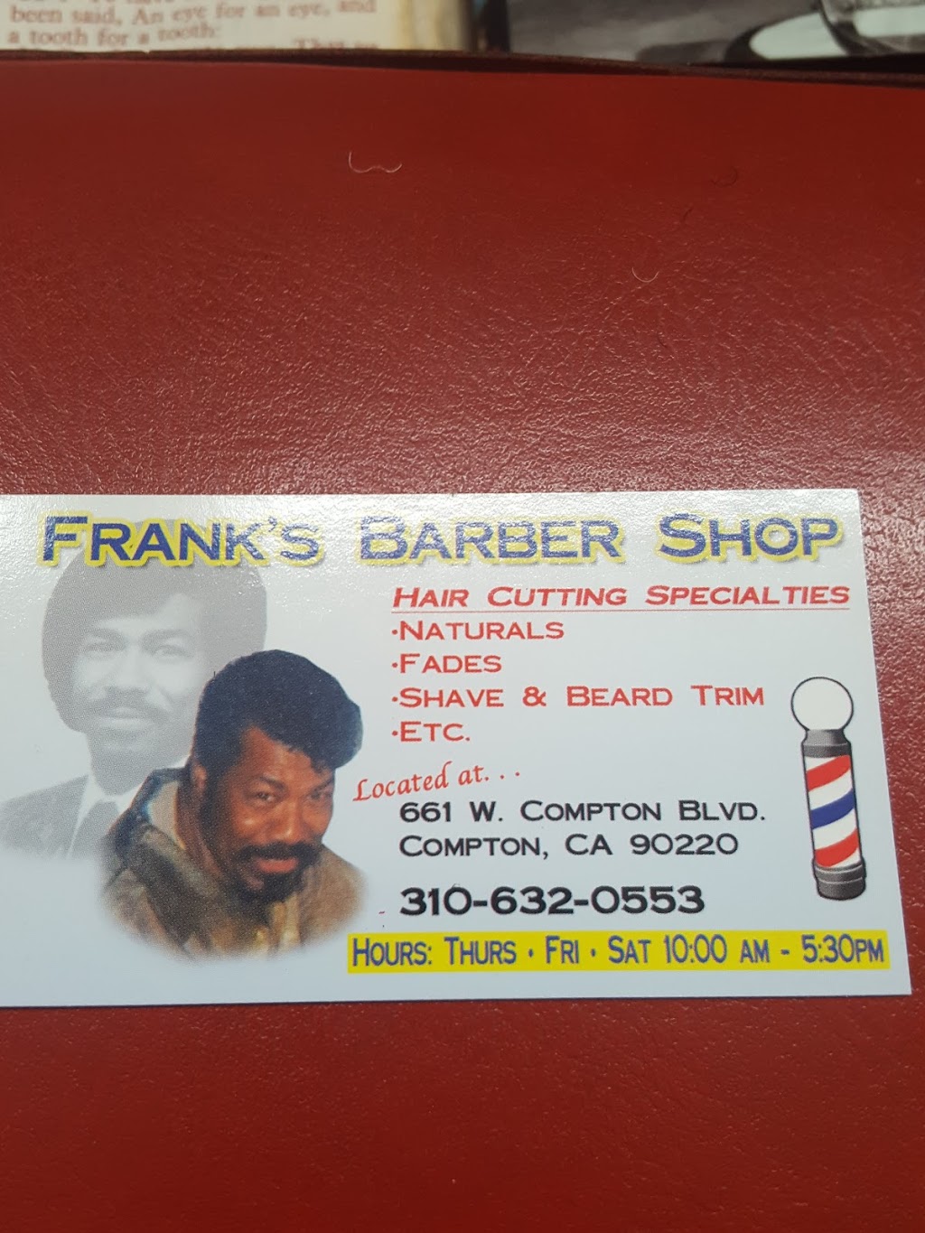 Franks Barber Shop | 661 W Compton Blvd, Compton, CA 90220, USA | Phone: (310) 632-0553