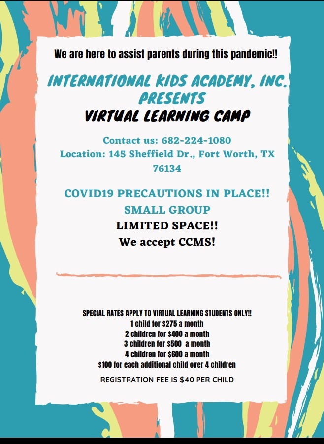 International Kids Academy, Inc. | 145 Sheffield Dr, Fort Worth, TX 76134 | Phone: (682) 224-1080