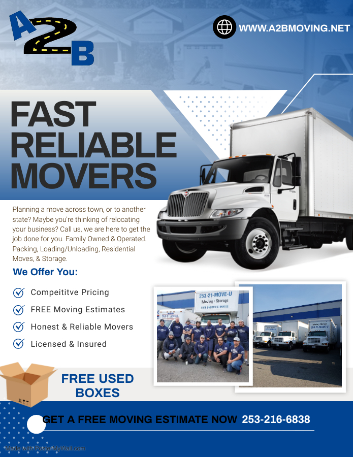 A2B Moving & Storage | 4230 B St NW, Auburn, WA 98001, USA | Phone: (206) 419-5748