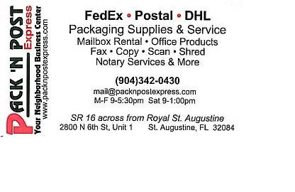 Pack N Post Express | 2800 N 6th St #1, St. Augustine, FL 32084 | Phone: (904) 342-0430