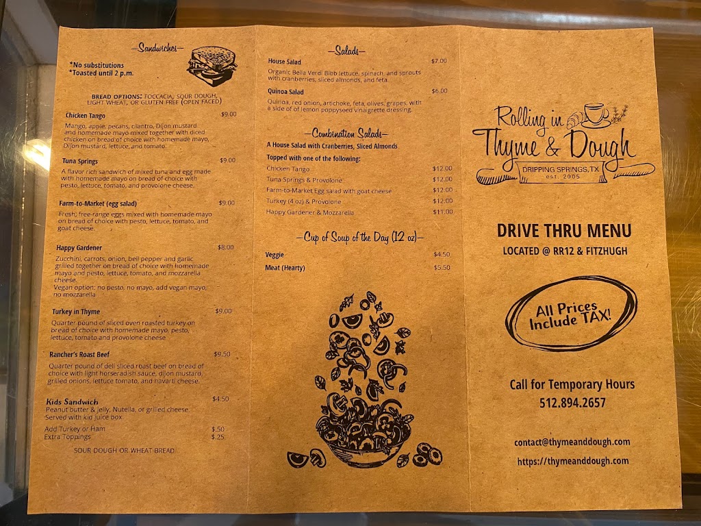 Rolling in Thyme & Dough - ToGo | 16806 Fitzhugh Rd, Dripping Springs, TX 78620, USA | Phone: (512) 894-2657