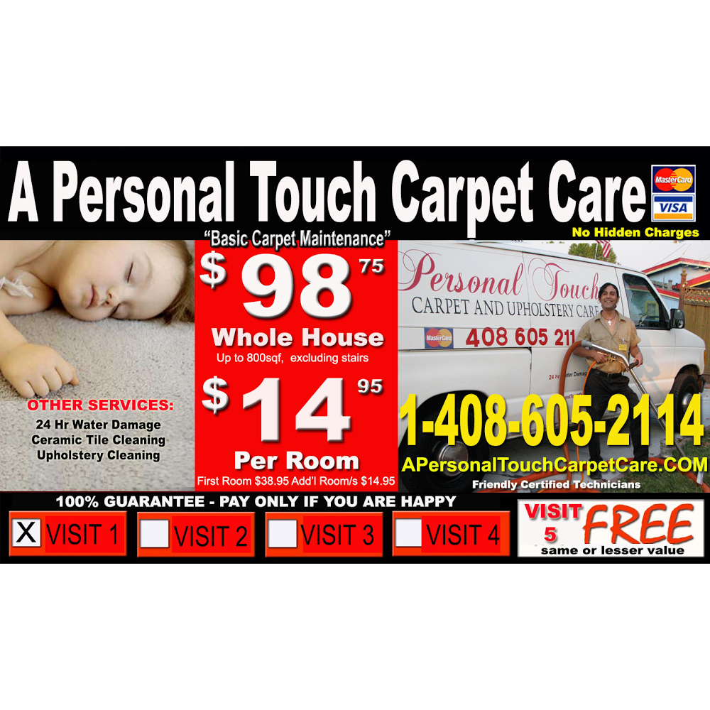 A Personal Touch Carpet Care | 874 Lakewood Dr, Sunnyvale, CA 94089, USA | Phone: (408) 605-2114