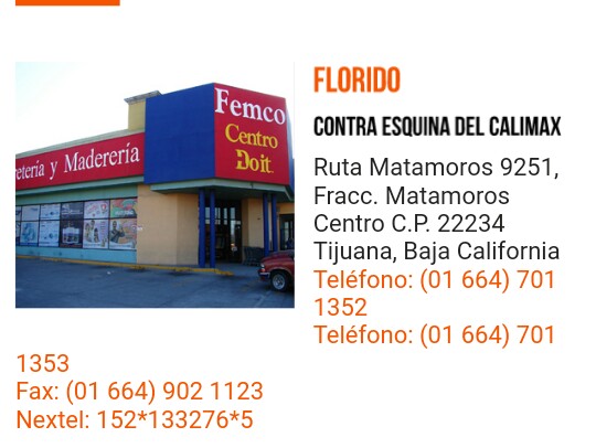 Femco Florido | Ruta Mariano Matamoros 9251, Mariano Matamoros, 22234 Tijuana, B.C., Mexico | Phone: 664 701 1353