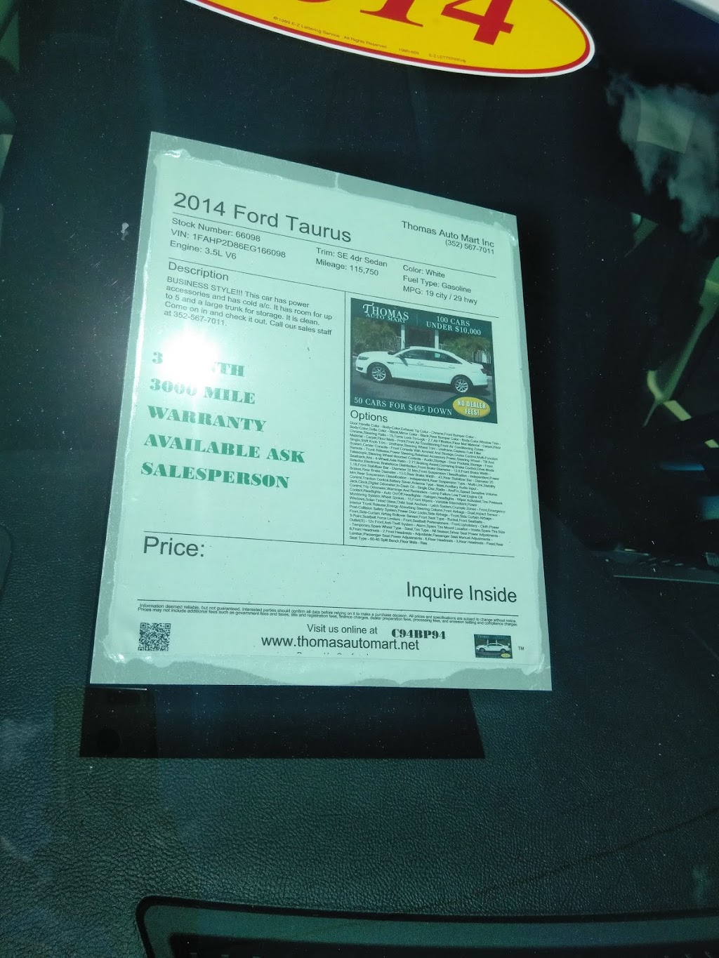 Thomas Auto Mart Inc | 13815 21st St, Dade City, FL 33525, USA | Phone: (352) 567-7011