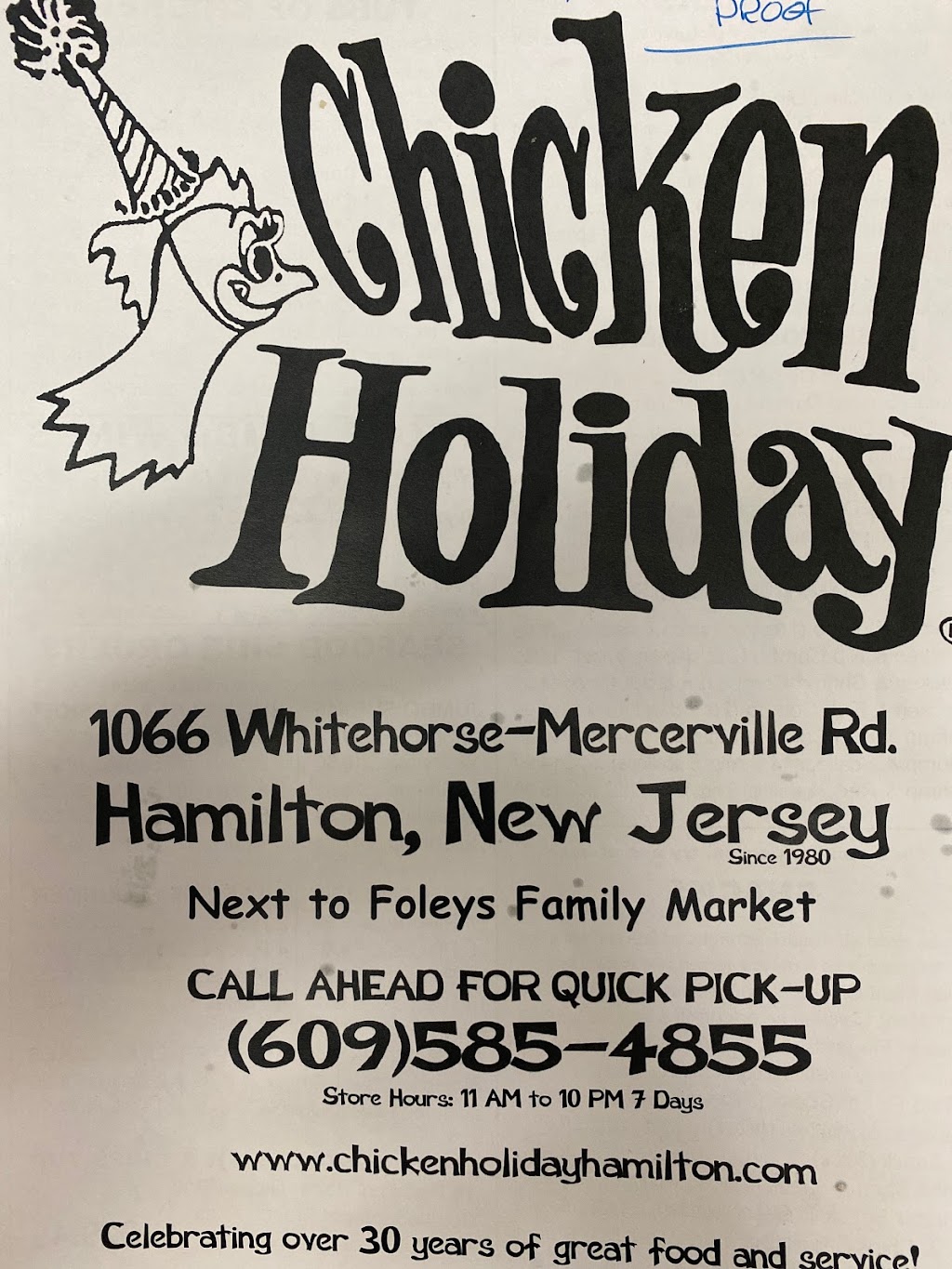 Chicken Holiday | 1066 White Horse Ave, Hamilton Township, NJ 08610, USA | Phone: (609) 585-4855