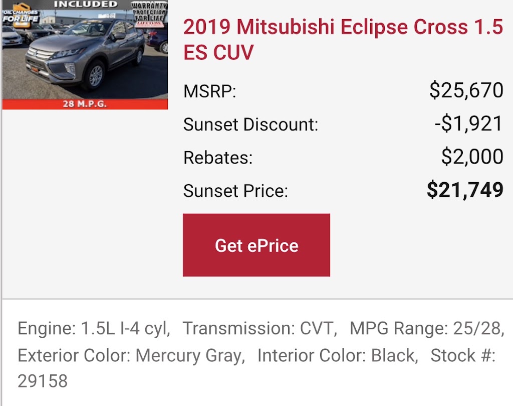 Sunset Mitsubishi | 3317 Auburn Way N, Auburn, WA 98002, USA | Phone: (253) 939-4507