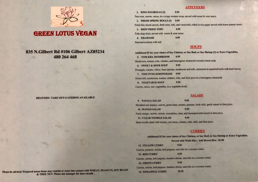 Green Lotus Vegan | 835 N Gilbert Rd #106, Gilbert, AZ 85234, USA | Phone: (480) 264-4680