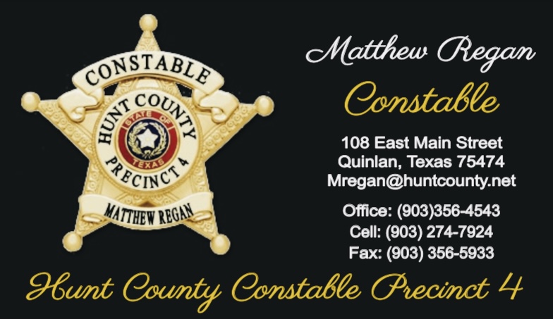 Hunt County Constable Precinct 4 | 108 E Main St, Quinlan, TX 75474, USA | Phone: (903) 356-4543