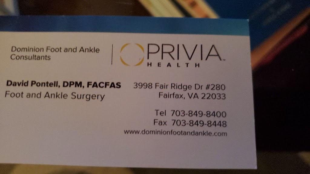 Dominion Foot and Ankle Consultants | 3998 Fair Ridge Dr # 280, Fairfax, VA 22033, USA | Phone: (703) 849-8400