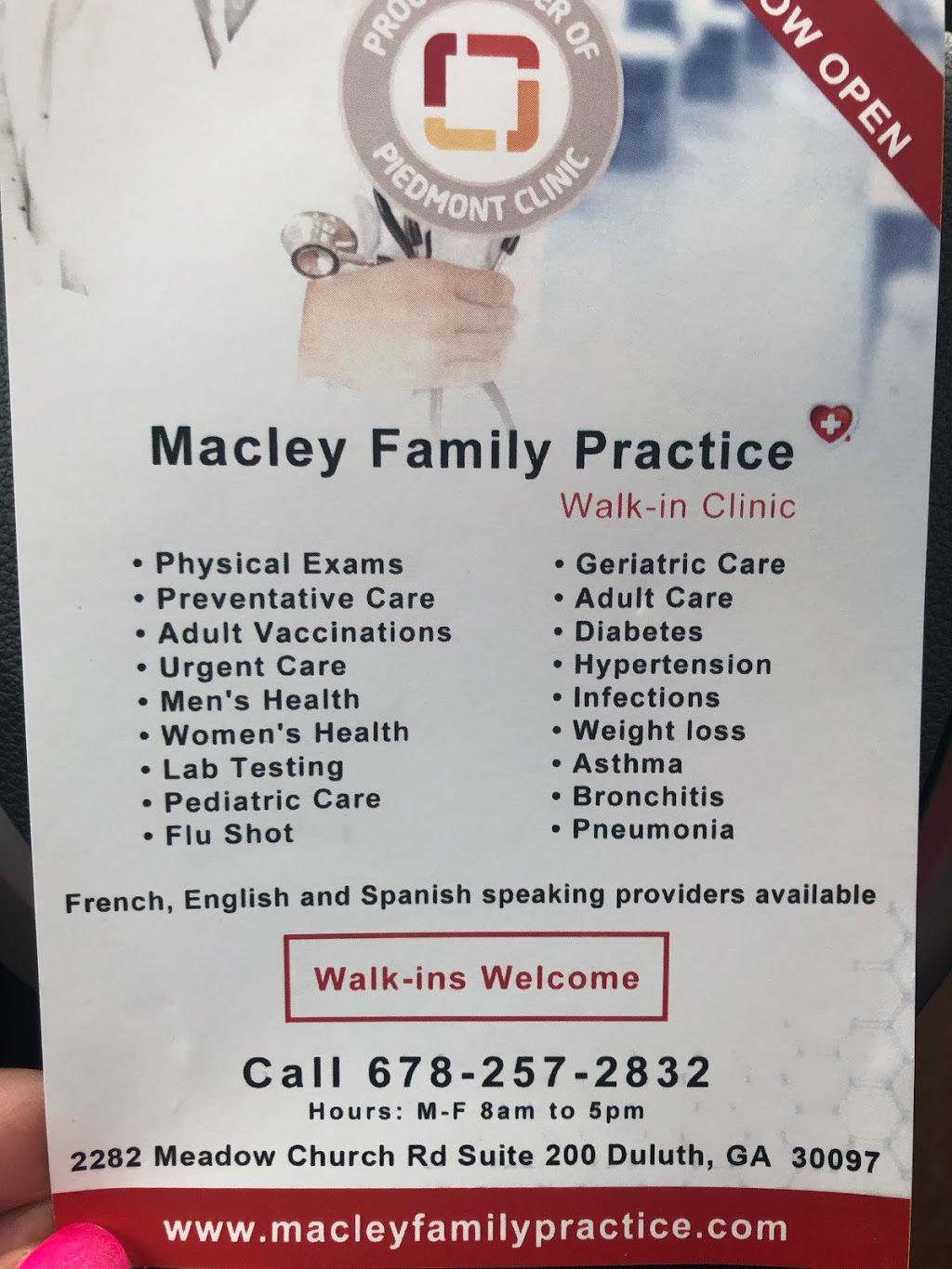 Macley Family Practice & Walk in Clinic | 2282 Meadow Church Rd Suite 200, Duluth, GA 30097, USA | Phone: (678) 257-2832