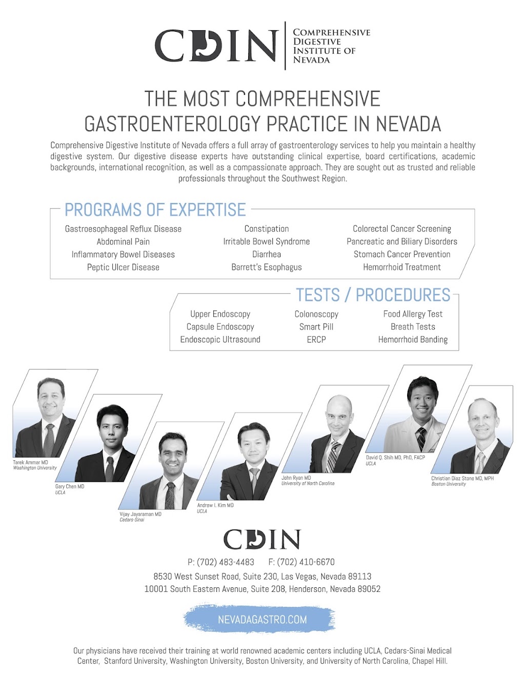 Comprehensive Digestive Institute of Nevada | Southwest | 9260 W Sunset Rd #306, Las Vegas, NV 89148, USA | Phone: (702) 483-4483