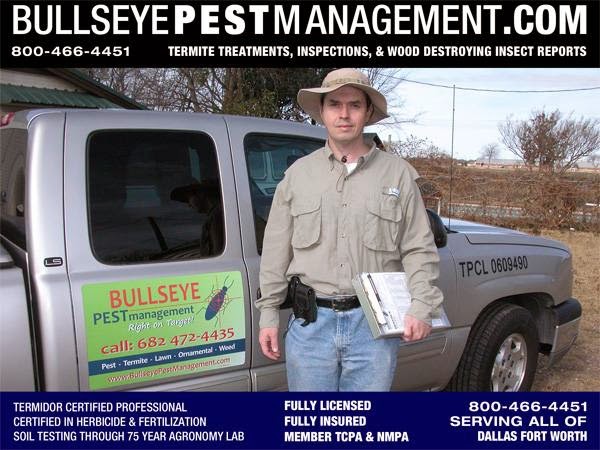 Bullseye Pest Management | 6720 White Tail Ln, Arlington, TX 76002, USA | Phone: (682) 472-4435