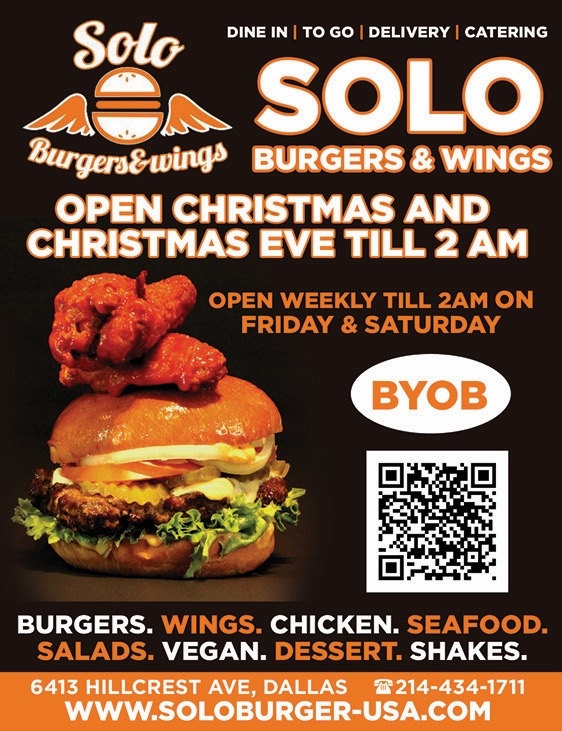 Solo Burgers & Wings | 6413 Hillcrest Ave, Dallas, TX 75205, USA | Phone: (214) 434-1711