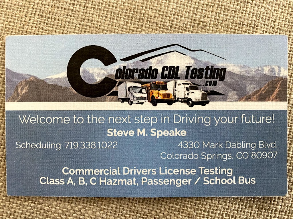coloradocdltesting.com | 4330 Mark Dabling Blvd, Colorado Springs, CO 80907, USA | Phone: (719) 338-1550