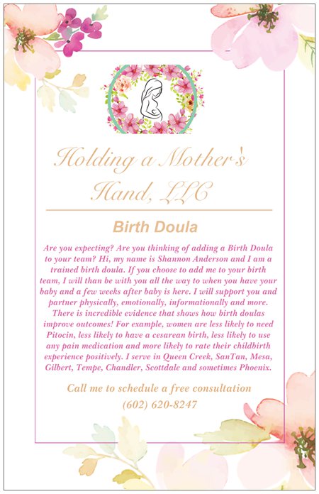 Holding a Mothers Hand, LLC | Birth Doula | Postpartum Doula | 4315 W Roberts Rd, Queen Creek, AZ 85142, USA | Phone: (602) 620-8247