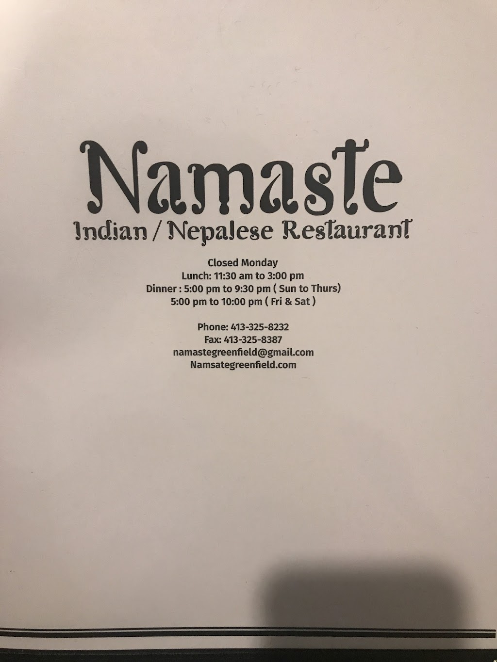 Namaste Indian/Nepalese restaurant | 286 Main St, Greenfield, MA 01301, USA | Phone: (413) 325-8232