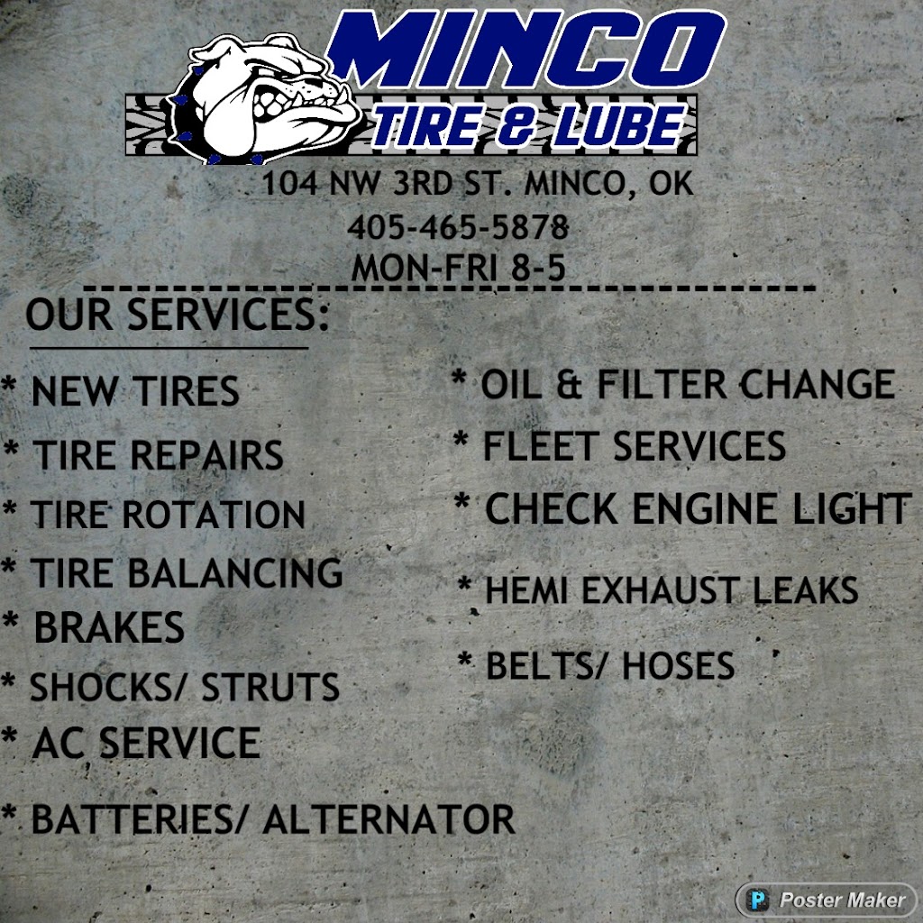 Minco Tire & Lube | 104 NW 3rd St, Minco, OK 73059, USA | Phone: (405) 465-5878