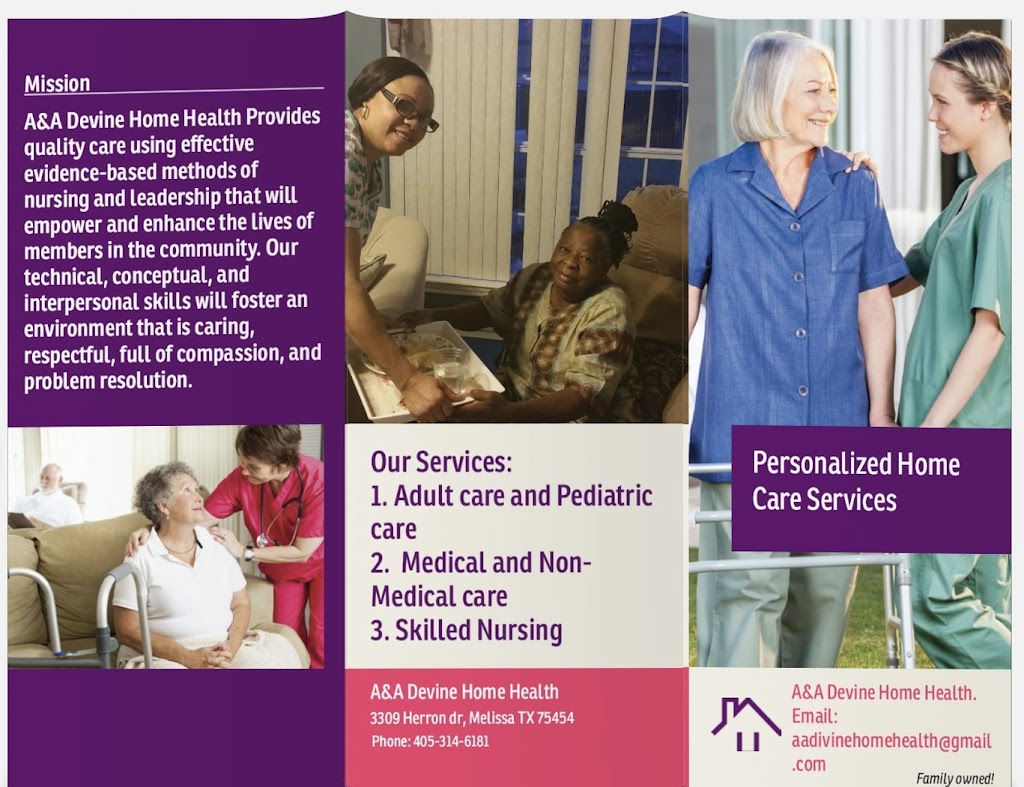 A & A Devine Home Health, LLC | 3309 Herron Dr, Melissa, TX 75454, USA | Phone: (469) 605-7230