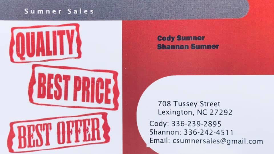 Sumner Sales | 708 Tussey St, Lexington, NC 27292, USA | Phone: (336) 242-4511