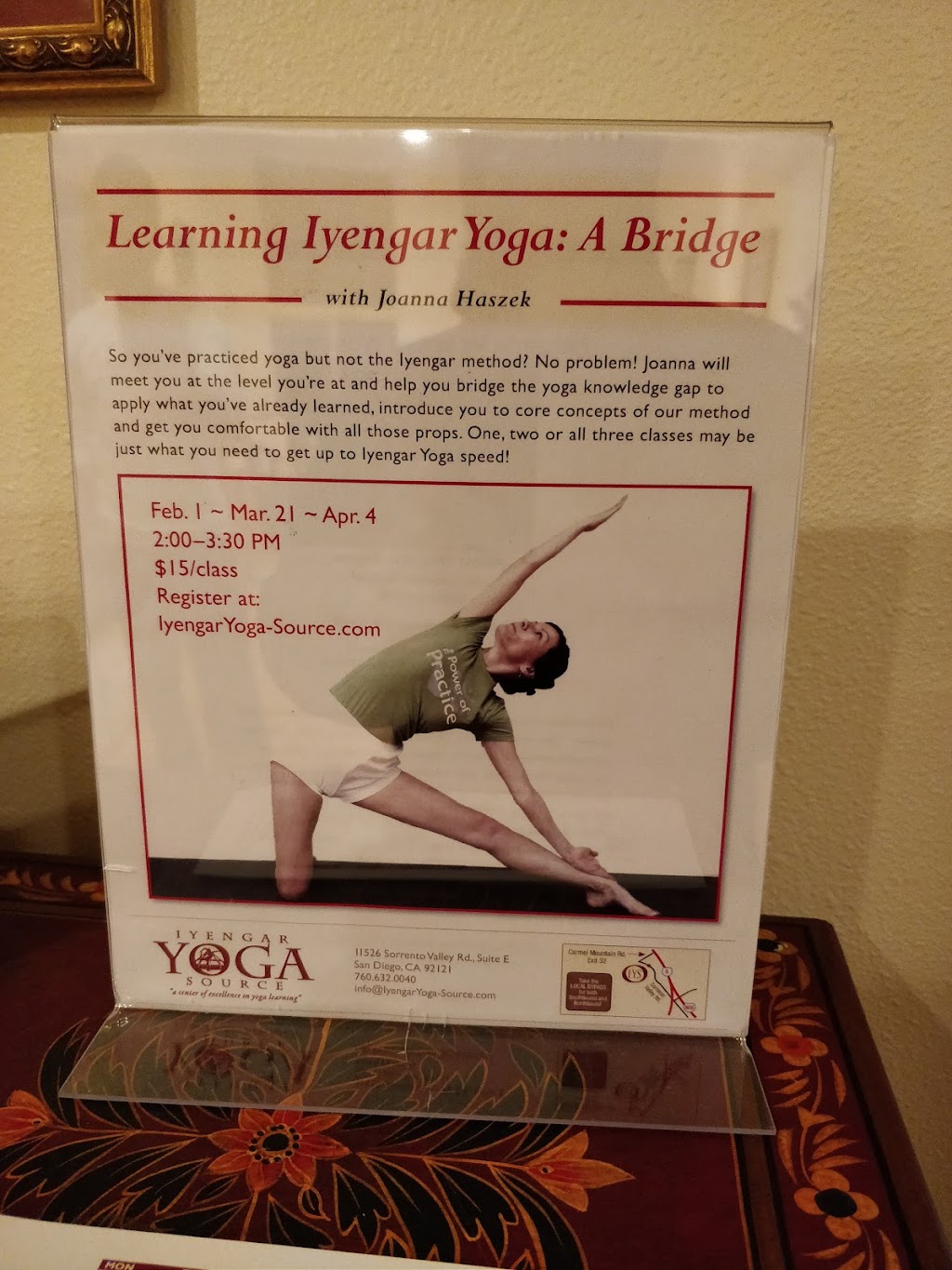 Iyengar Yoga Source | 11526 Sorrento Valley Rd STE E, San Diego, CA 92121, USA | Phone: (760) 632-0040