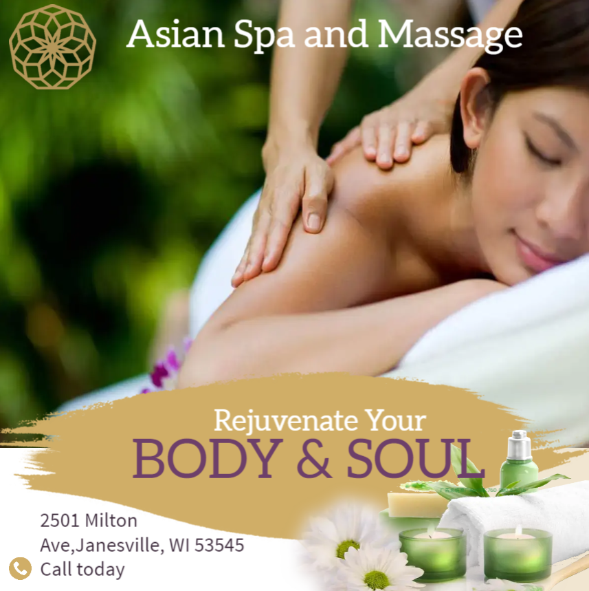 Asian Spa & Massage | 2501 Milton Ave, Janesville, WI 53545, USA | Phone: (608) 563-5378