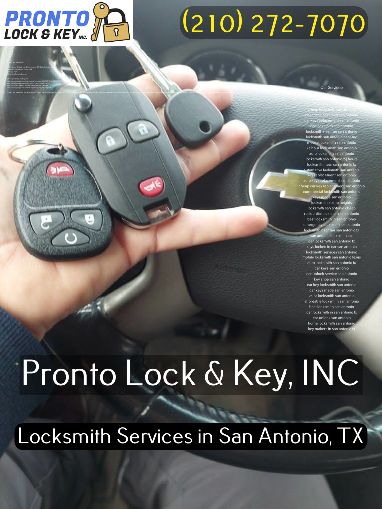 Pronto Lock & Key, INC | 9258 Culebra Rd Suite 140-8, San Antonio, TX 78251, United States | Phone: (210) 272-7070