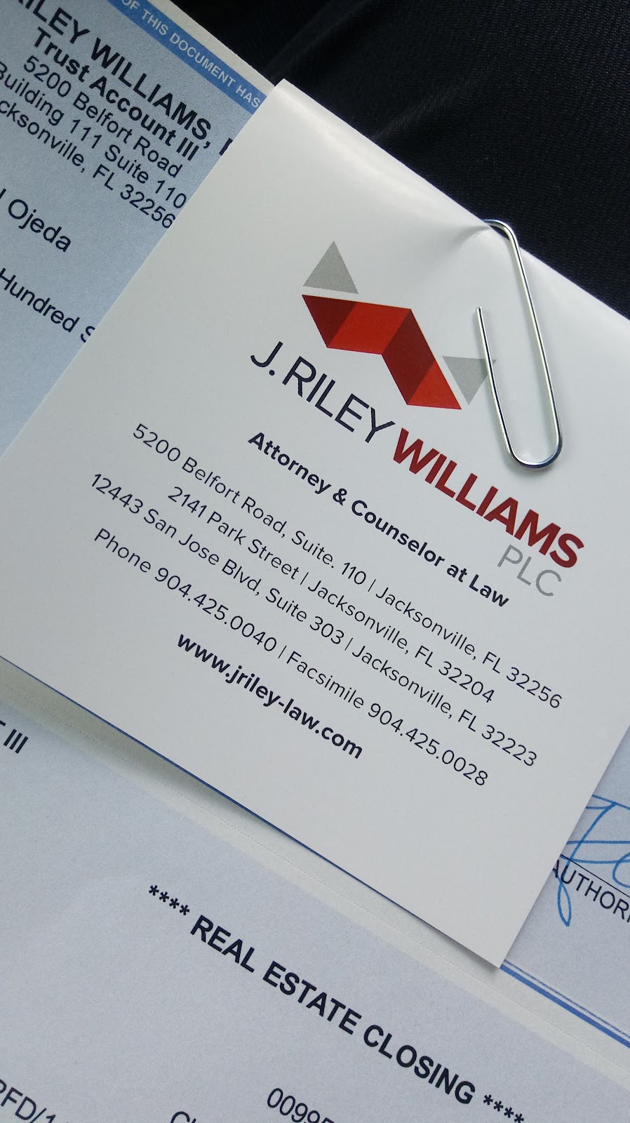 J. Riley Williams PLC | 11250 Alumni Way, Jacksonville, FL 32246 | Phone: (904) 425-0040