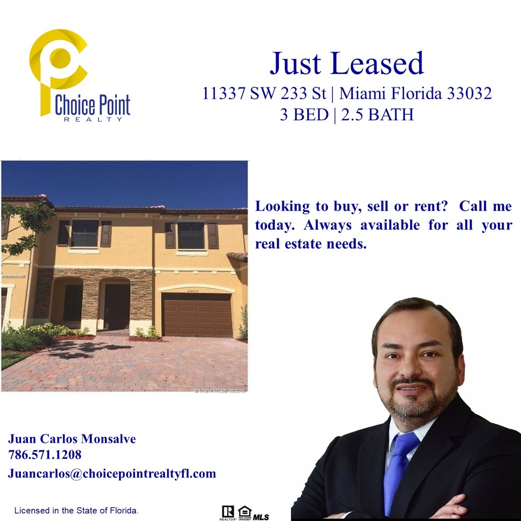 Juan Carlos Monsalve Realtor | 15190 SW 122nd Ave #3108, Miami, FL 33186, USA | Phone: (786) 571-1208