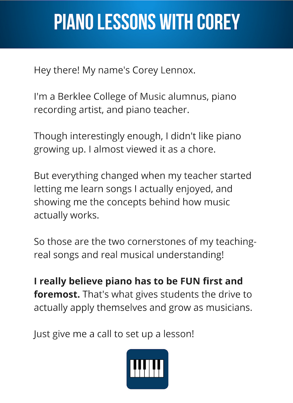 Piano Lessons with Corey | 4610 Tilly Mill Rd, Atlanta, GA 30360, USA | Phone: (404) 680-3033