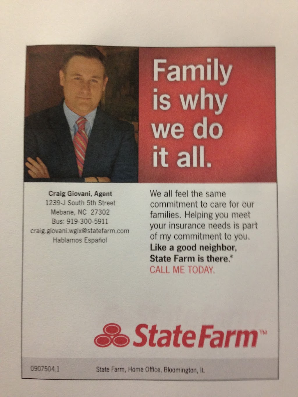 Craig Giovani - State Farm Insurance Agent | 313 E Center St B, Mebane, NC 27302, USA | Phone: (919) 300-5911