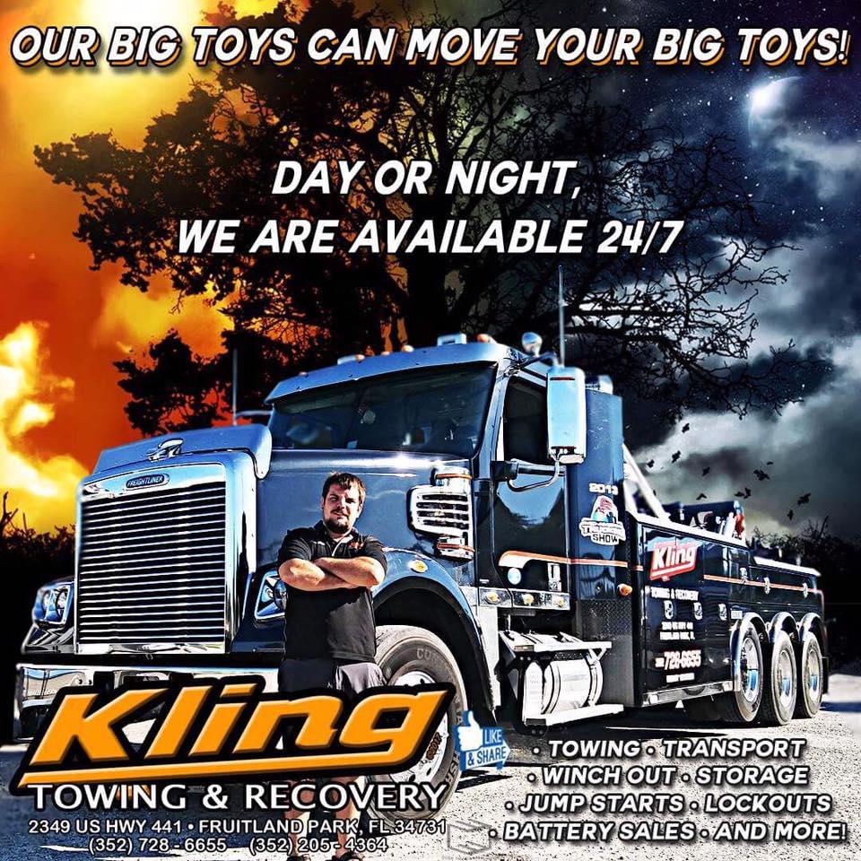 Kling Towing & Recovery, Inc | 3372 NE 37th Pl, Wildwood, FL 34785, USA | Phone: (352) 661-3072