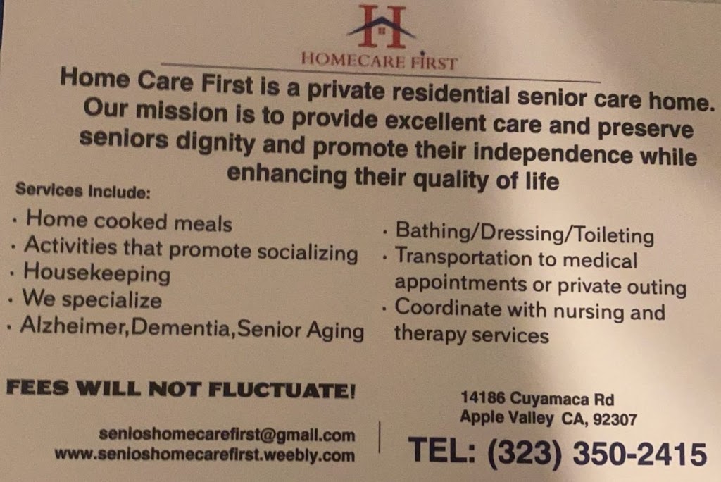 Home Care First | 14186 Cuyamaca Rd, Apple Valley, CA 90503, USA | Phone: (323) 350-2415