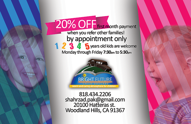 Bright Future Child Daycare | 20100 Hatteras St, Woodland Hills, CA 91367, USA | Phone: (818) 434-2206