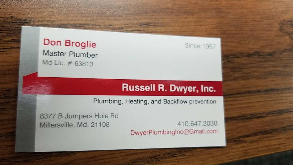 Dwyer Plumbing Inc | 8377 B Jumpers Hole Rd, Millersville, MD 21108, USA | Phone: (410) 647-3030