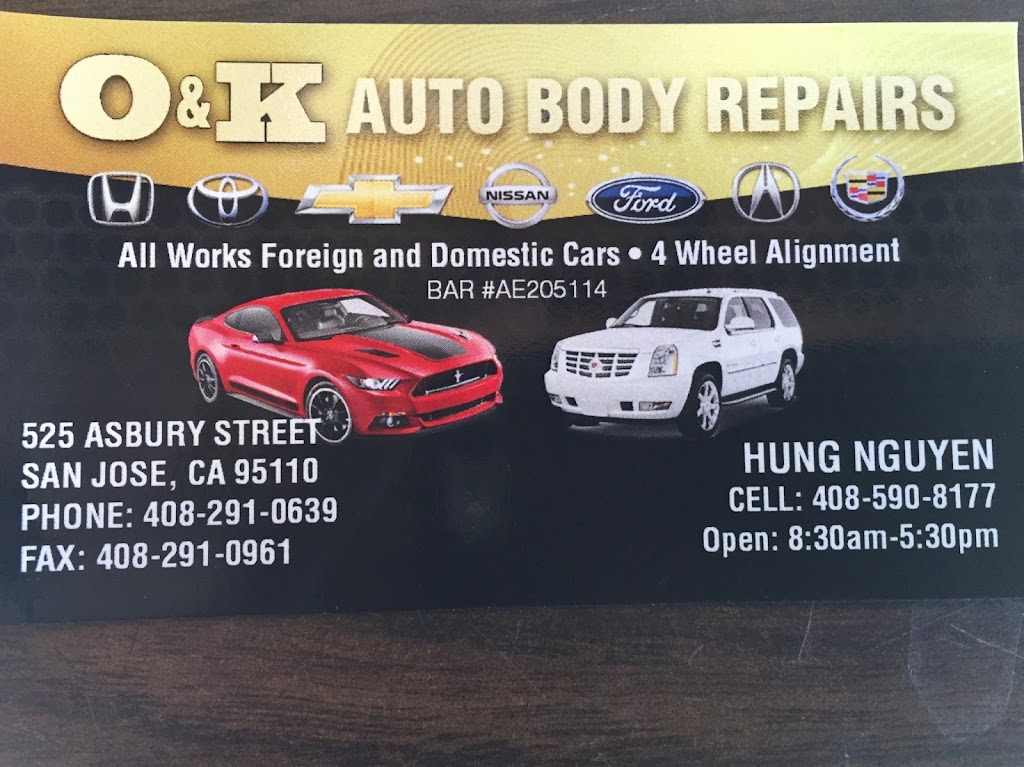 O & K Autobody | 525 Asbury St, San Jose, CA 95110, USA | Phone: (408) 291-0639