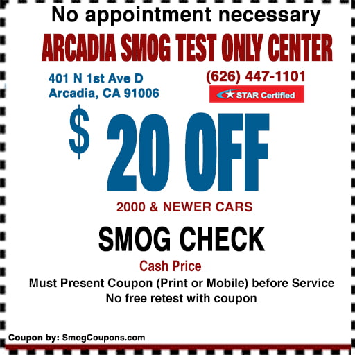 Arcadia Smog Test Only Center | 401 N 1st Ave #D, Arcadia, CA 91006, USA | Phone: (626) 447-1101