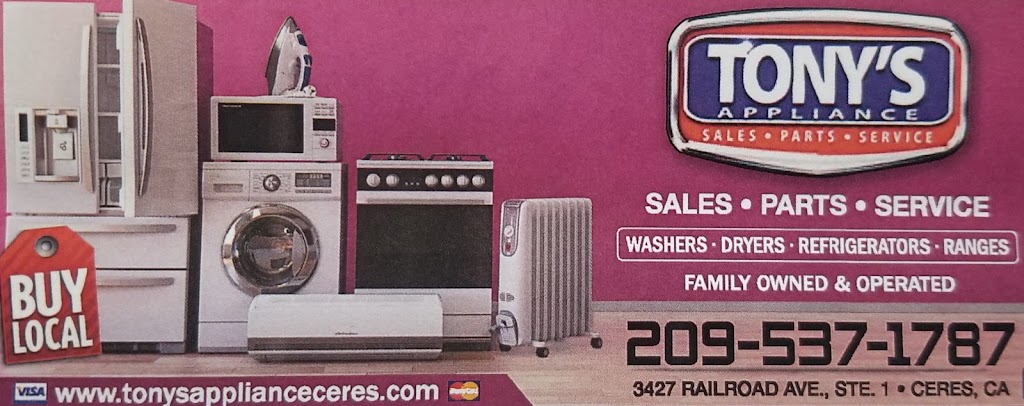 Tonys Appliance | 3427 Railroad Ave #1, Ceres, CA 95307, USA | Phone: (209) 537-1787