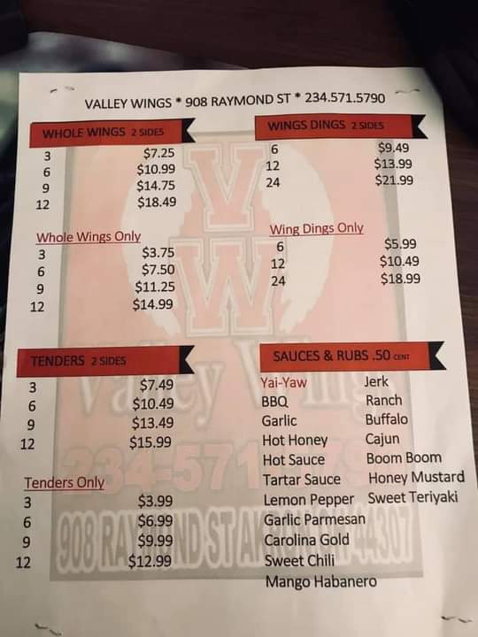 Valley Wings | 908 Raymond St, Akron, OH 44307, USA | Phone: (330) 375-1000