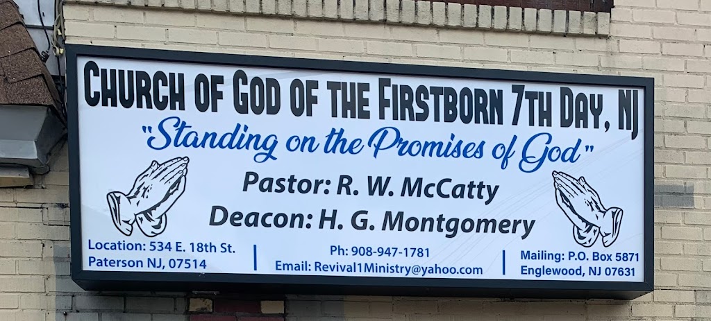 Church of God of the First Born 7th Day | 534 E 18th St, Paterson, NJ 07514, USA | Phone: (908) 947-1781