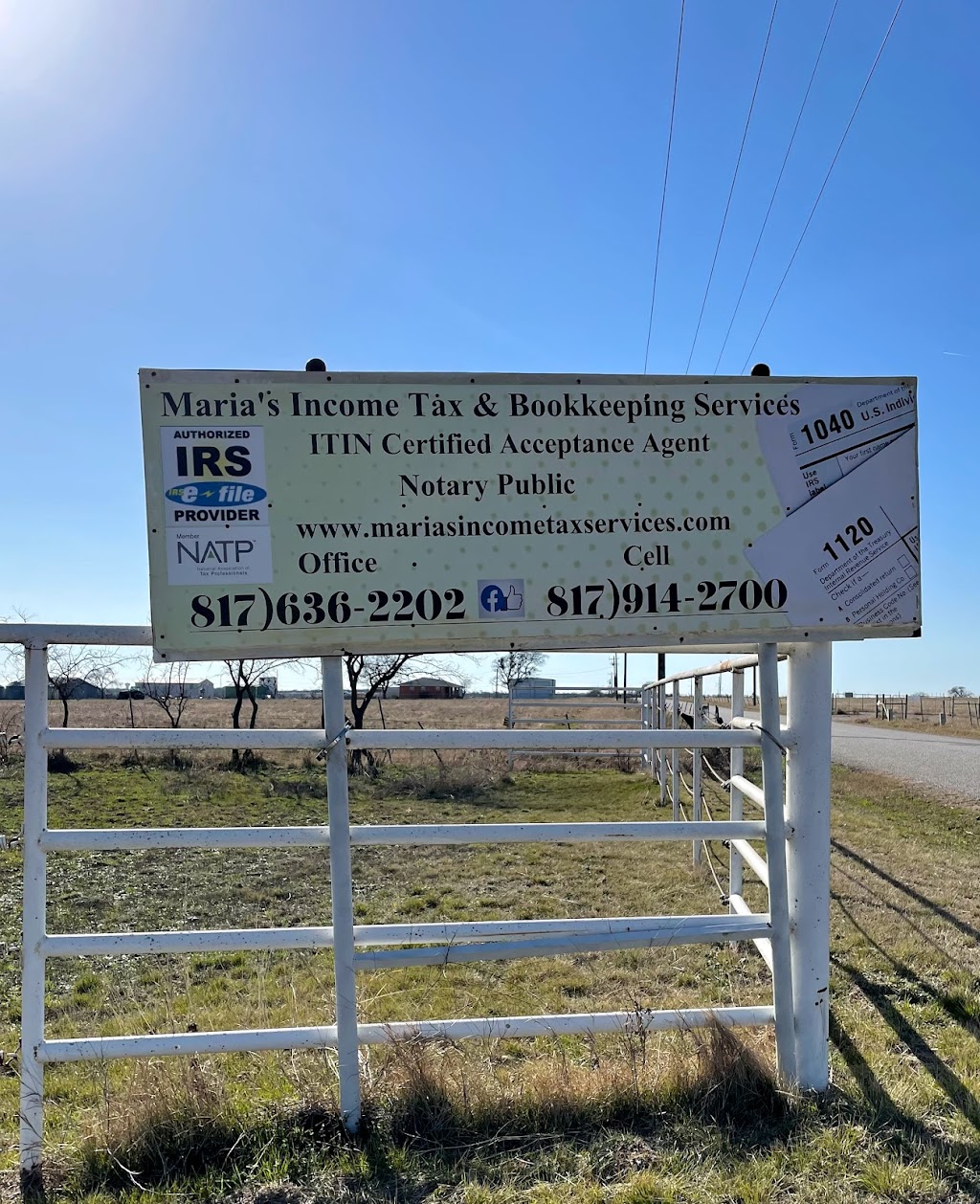 Marias Income Tax, Bookkeeping & Mobile Loan Notary Services | 1932 Hickory St, Rhome, TX 76078, USA | Phone: (817) 636-2202