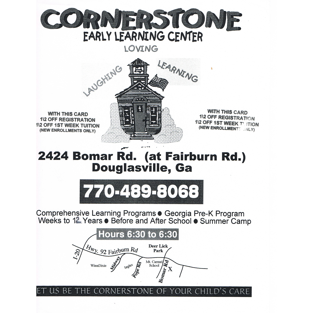 Cornerstone Early Learning Center | 2424 Bomar Rd, Douglasville, GA 30135, USA | Phone: (770) 489-8068